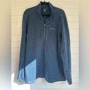 Eddie Bauer Men's Blue Heathered Zip-Up Sweater Tall XL